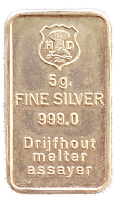 5 gram zilverbaar Drijfhout 101muntennl front 5 gram zilverbaar Drijfhout 101muntennl front