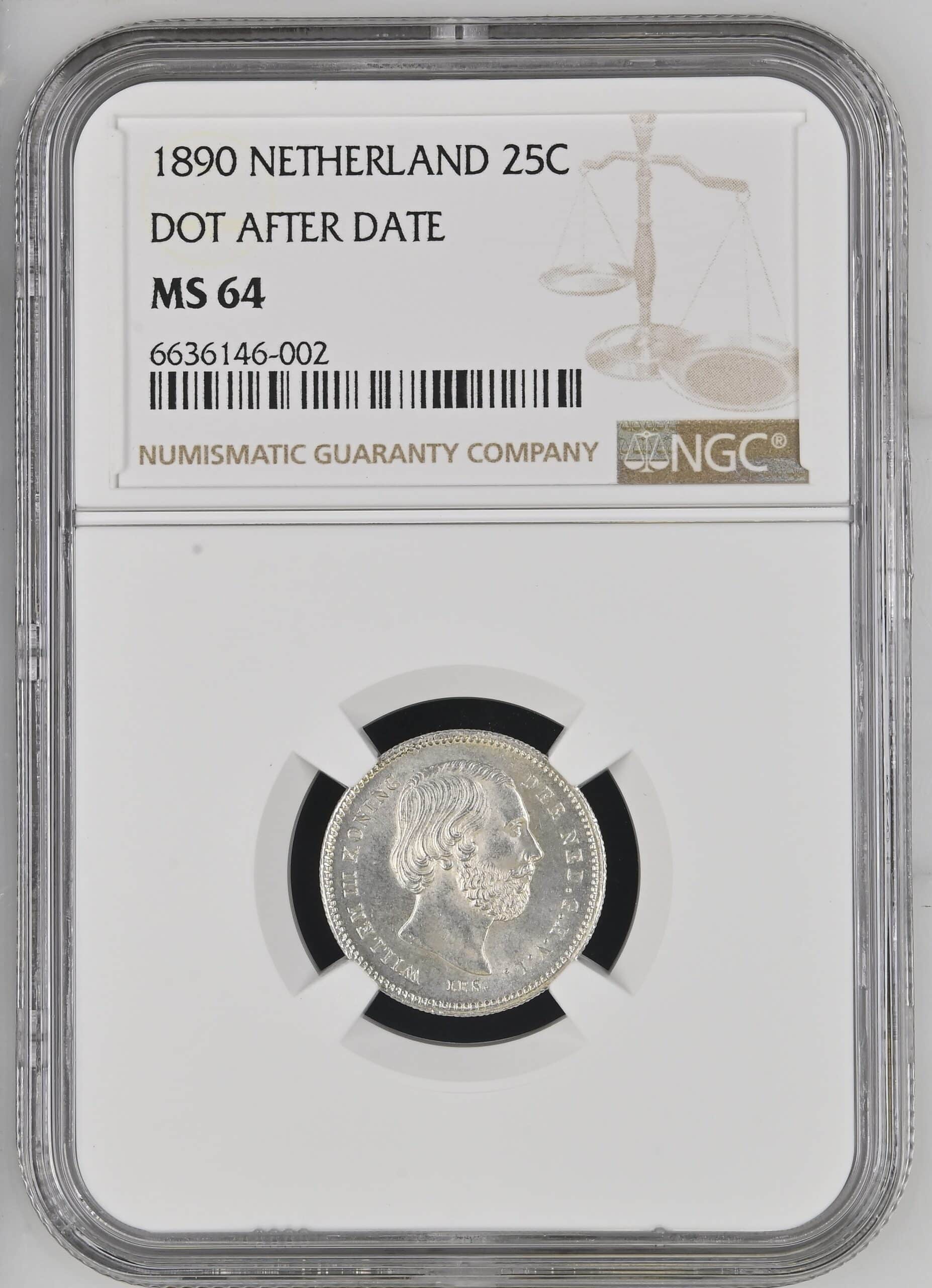 25 cent 1890 MS64 NGC