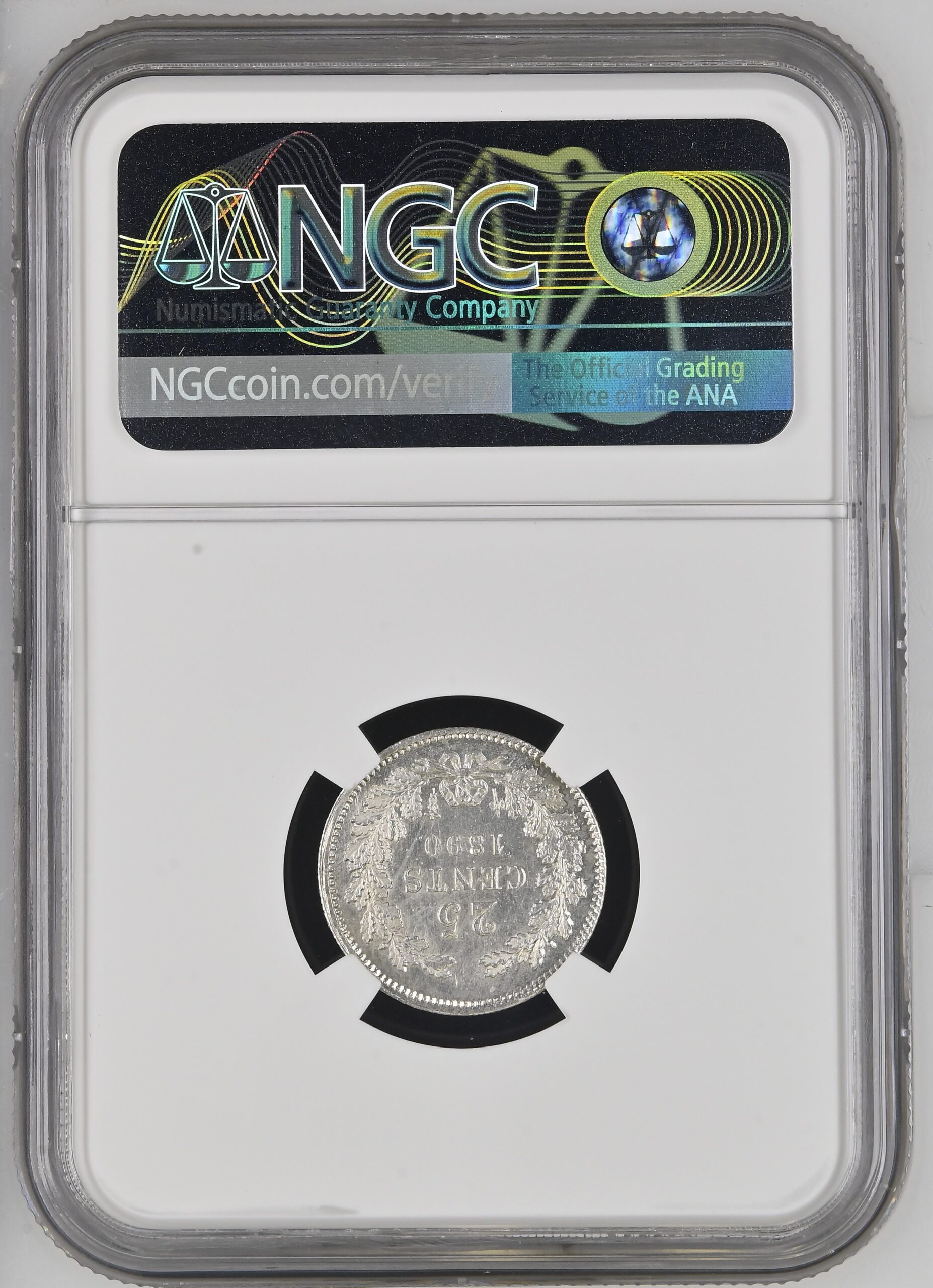 25 cent 1890 MS64 NGC