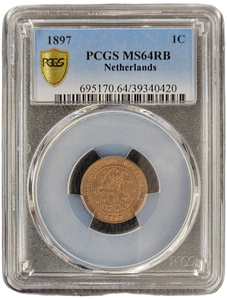 Zeldzame Wilhelmina 1 Cent 1897 MS64RB 101 Munten zeldzame-wilhelmina-1-cent-1897-ms64rb-101-munten