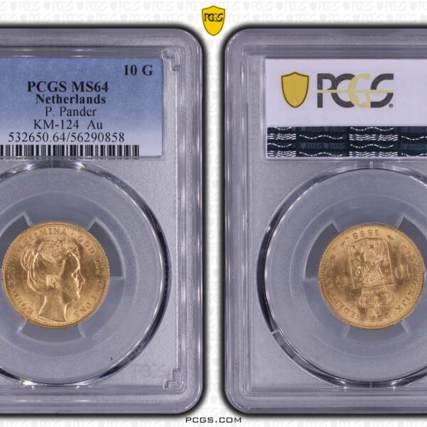 10 gulden 1898 met punt MS64 PCGS