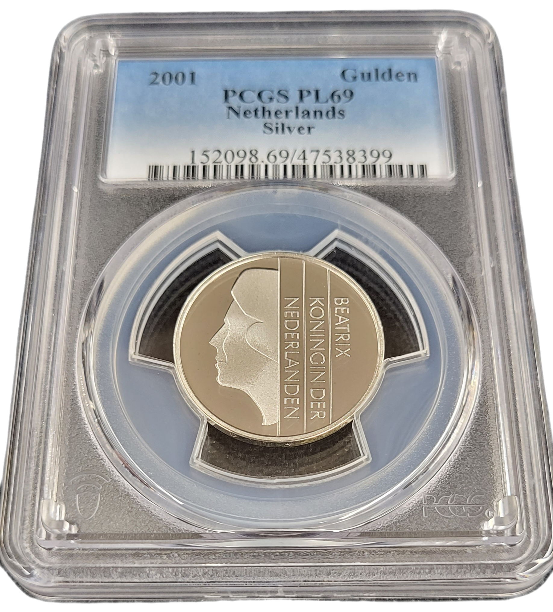 Koningin Beatrix Zilveren 1 gulden 2001 PL69 PCGS gecertificeerd (Top pop 28/0)