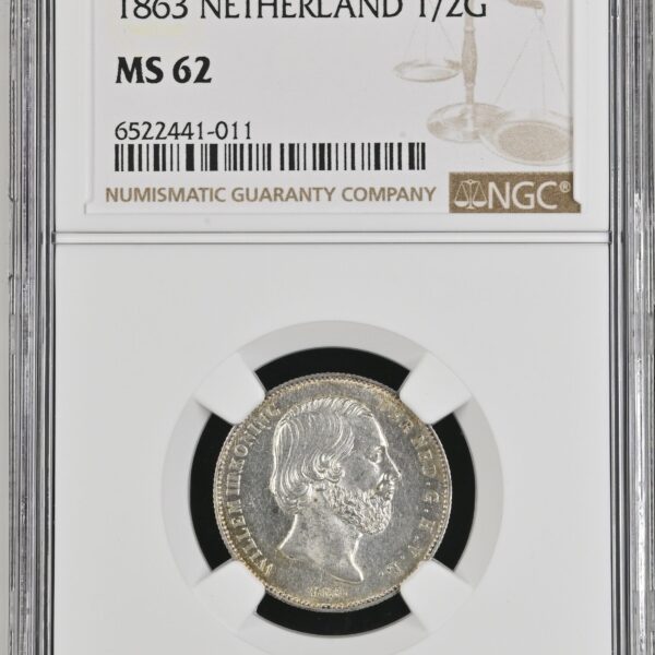Halve gulden 1863 MS62 Willem III NGC