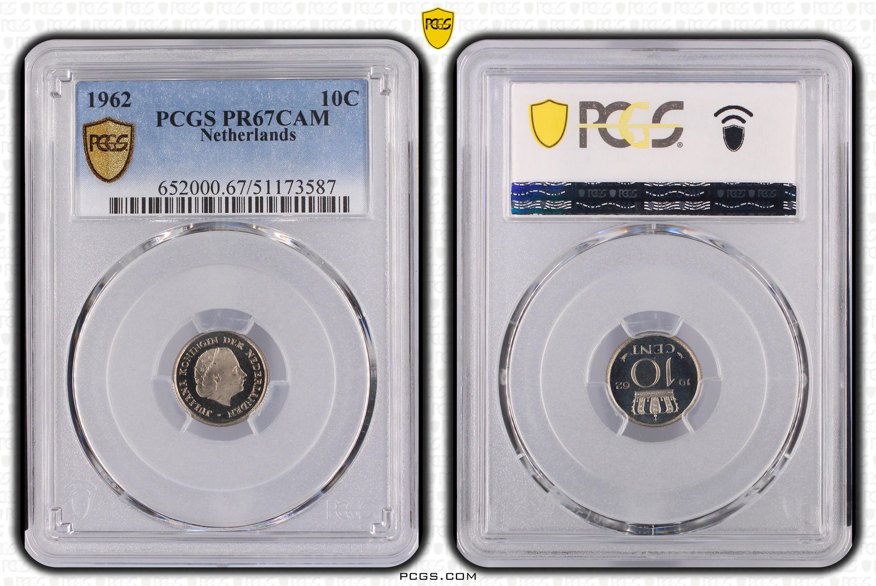 Koningin Juliana 10 cent 1962 Proof PCGS PR67 CAM