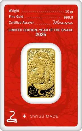 10 Gram Goudbaar - Argor-Heraeus Year of the Snake (met certificaat)