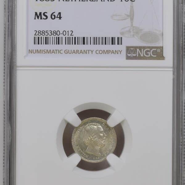 10 cent 1885 MS64 NGC Willem III obv