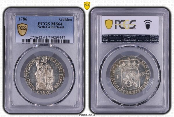 Provincie Gelderland 1 gulden 1786 generaliteits PCGS MS64 gecertificeerd (Top Pop 1/0)