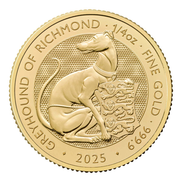 Gouden Royal Tudor Beast Greyhound of Richmond 1/4 oz 2025