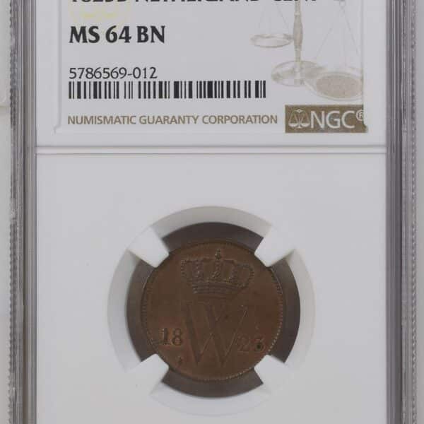 Koning Willem I - 1 cent 1823 Brussel MS64 BN NGC