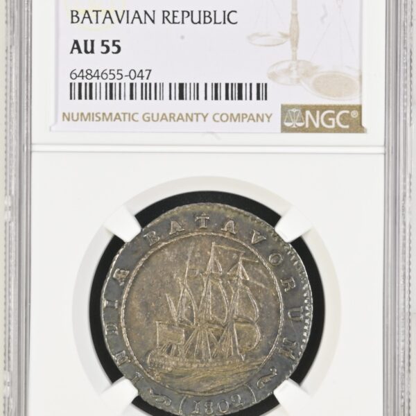 Nederland Indië - Bat. Republiek 1 gulden 1802 gecertificeerd AU55 NGC