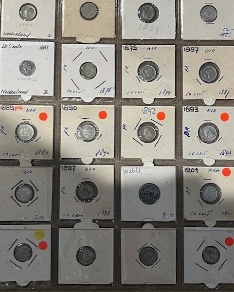 Nederlandse zilveren dubbeltjes - periode 1849-1936 - 20 stuks in munthouder