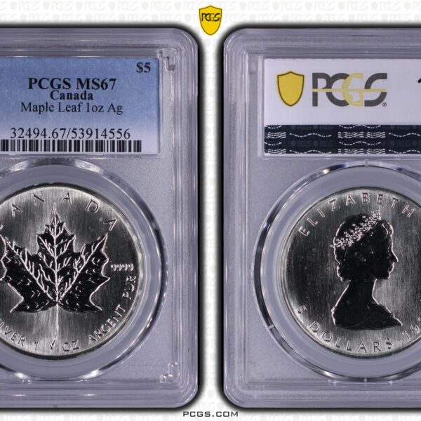 5 dollar 1989 1 oz Maple Leaf MS67 PCGS
