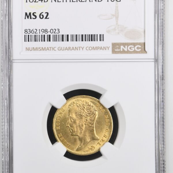 10 gulden 1824 Brussel MS62 NGC