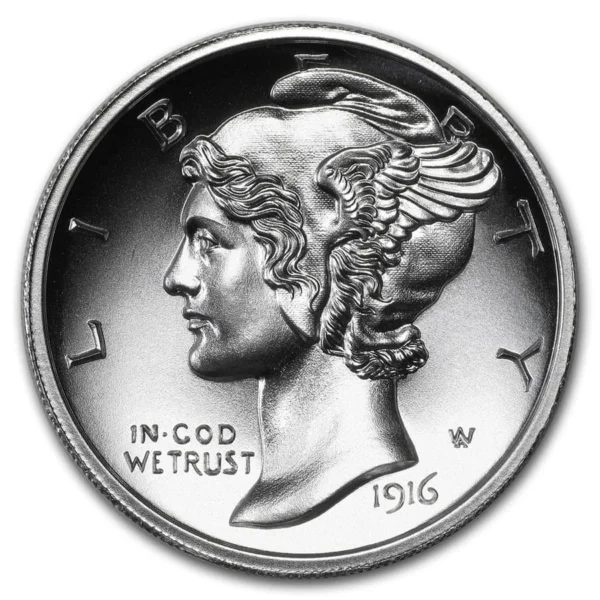 Mercury Dime 1916 2 oz Tribute (herslag)