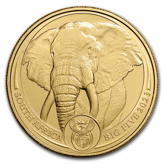 Gouden Big 5 Olifant 1 oz front 101munten
