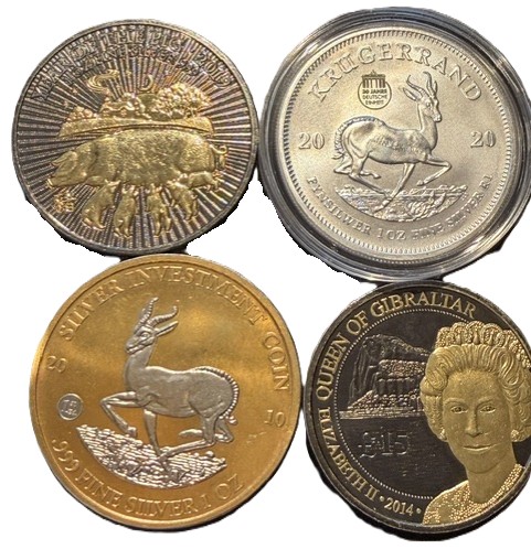 4 x 1 oz speciale edities o.a. Springbok en Krugerrand