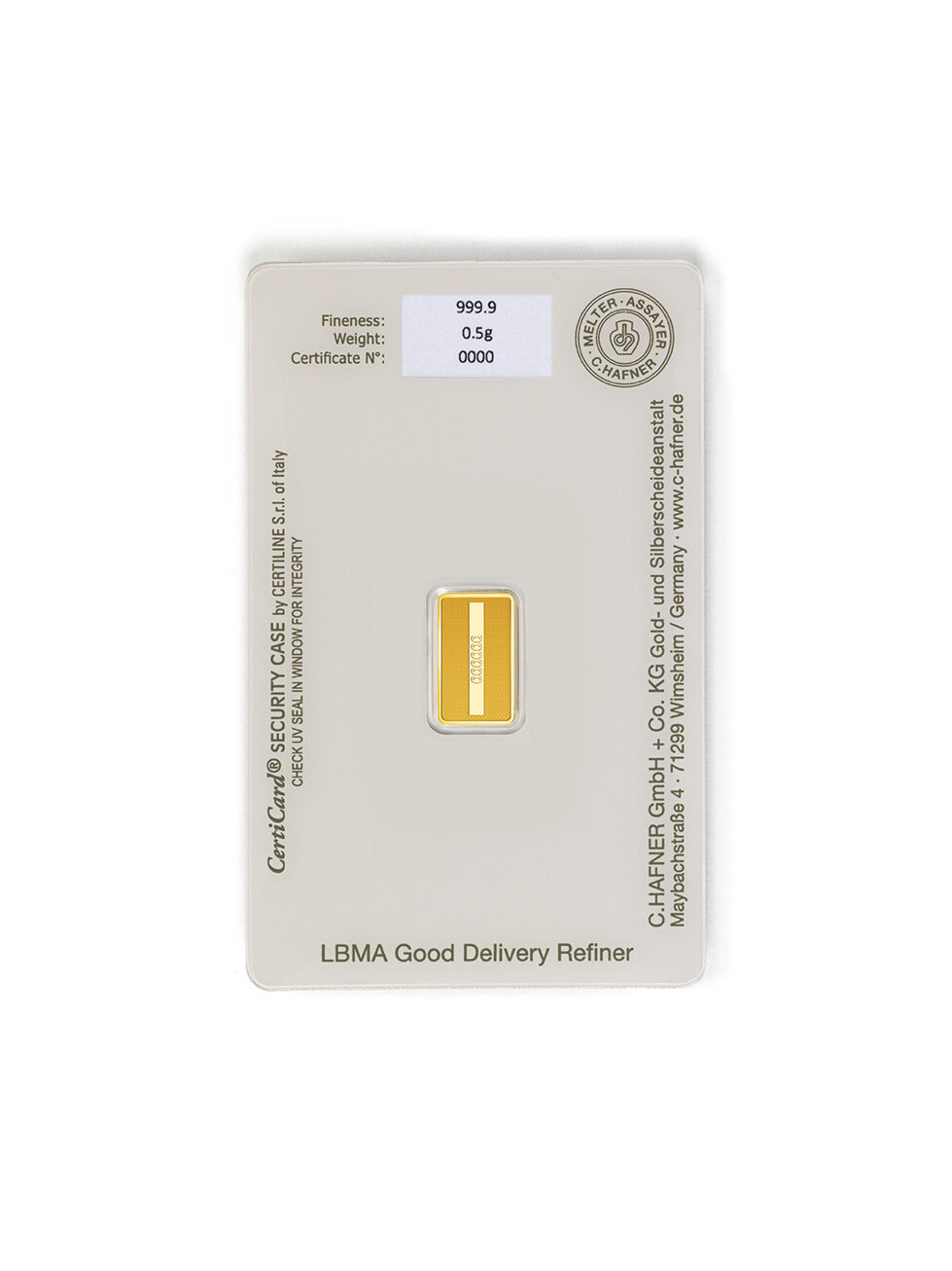 0.5 gram goudbaar C.Hafner