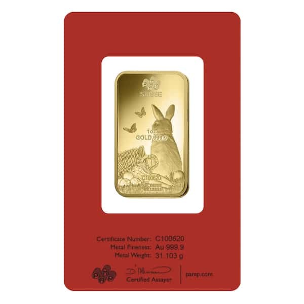 1 oz goudbaar Pamp Suisse - Lunar Year of the Rabbit (2023) - Image 2