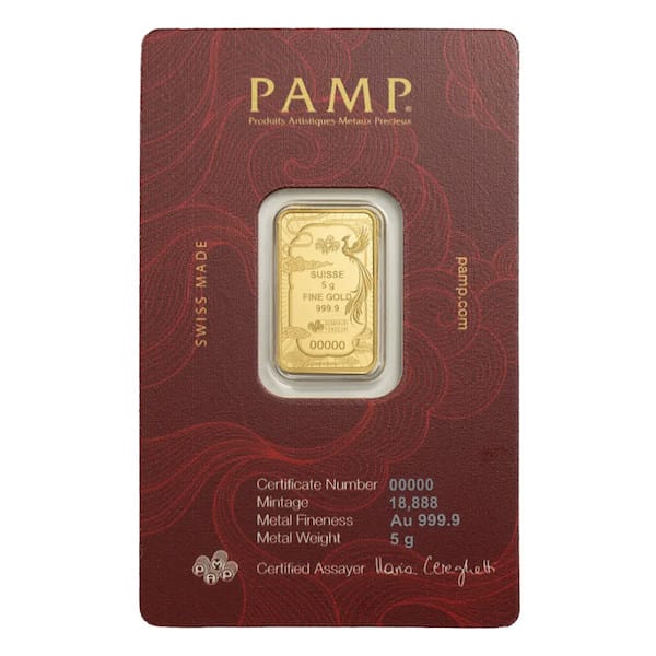 5 gram Goudbaar - Pamp Suisse - Good Luck Phoenix (met certificaat) - Image 2