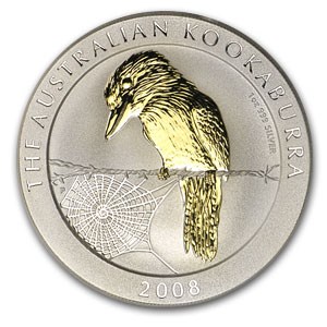 Kookaburra 1 oz 2008 verguld