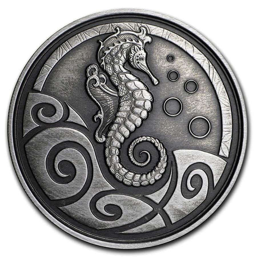 Samoa Seahorse 1 oz 2019 Antique Finish