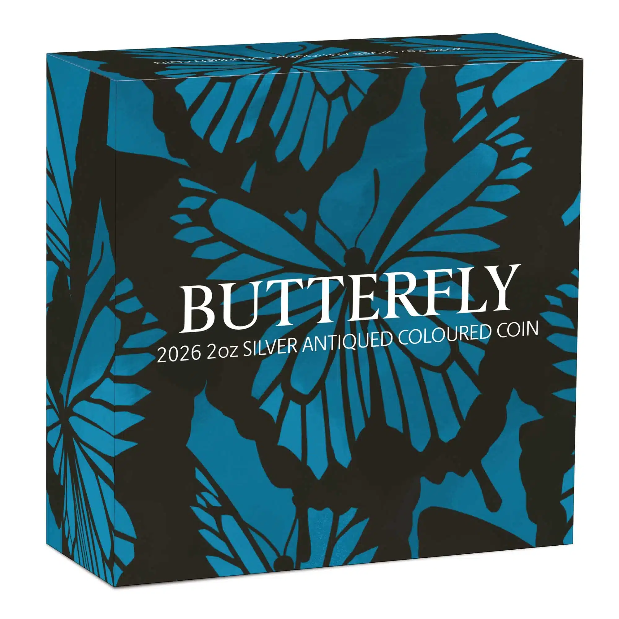 Butterfly 2026 2oz Silver Antiqued Coloured Coin
