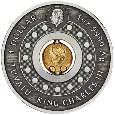 Tuvalu - Year of the Horse Rotating Charm Antique 1 oz 2026 (3.000 oplage) (3 stuks) - Image 3