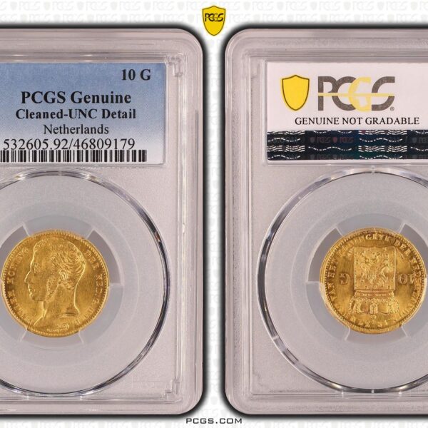 10 gulden 1837 UNC detail PCGS