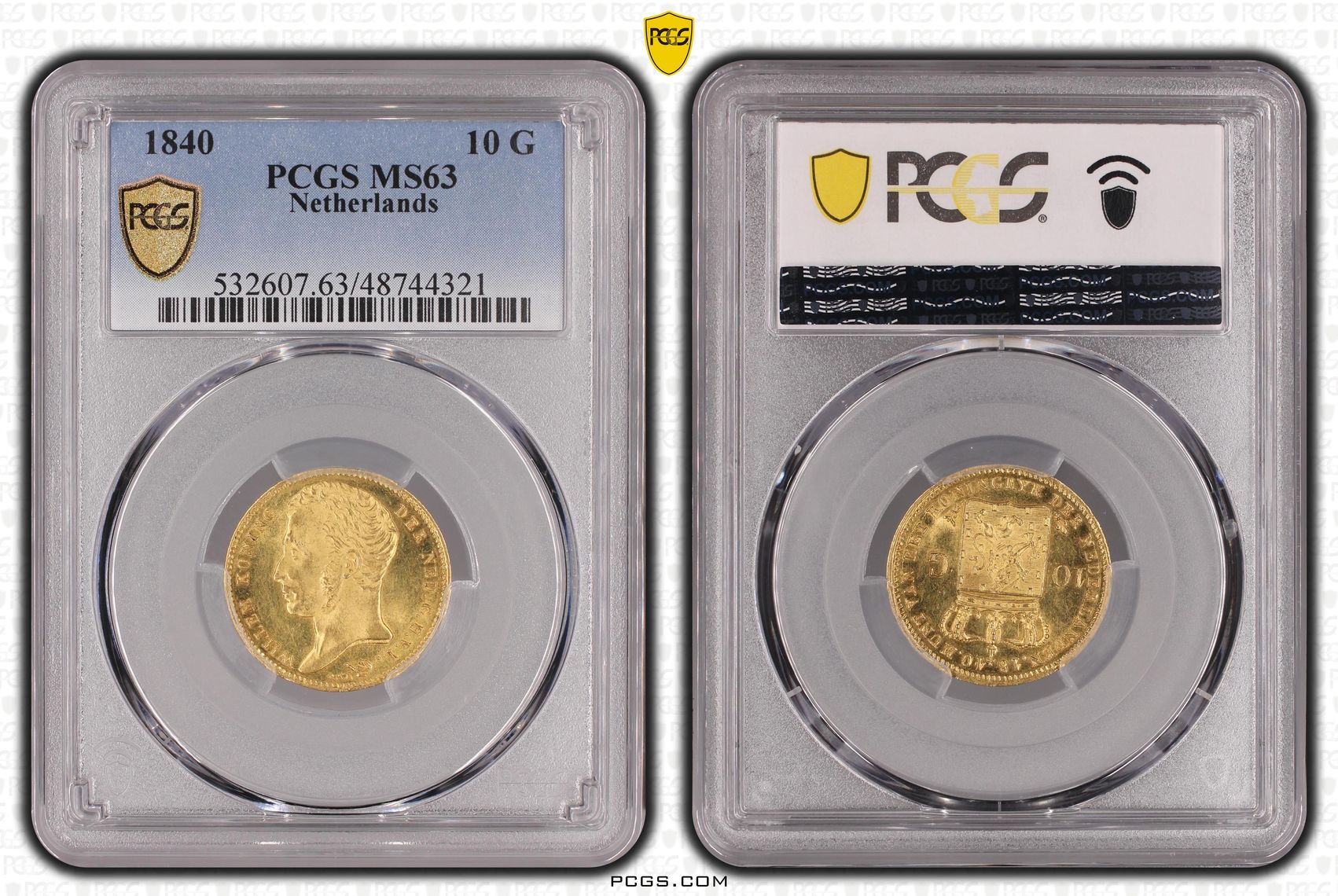 10 gulden 1840 MS63 PCGS