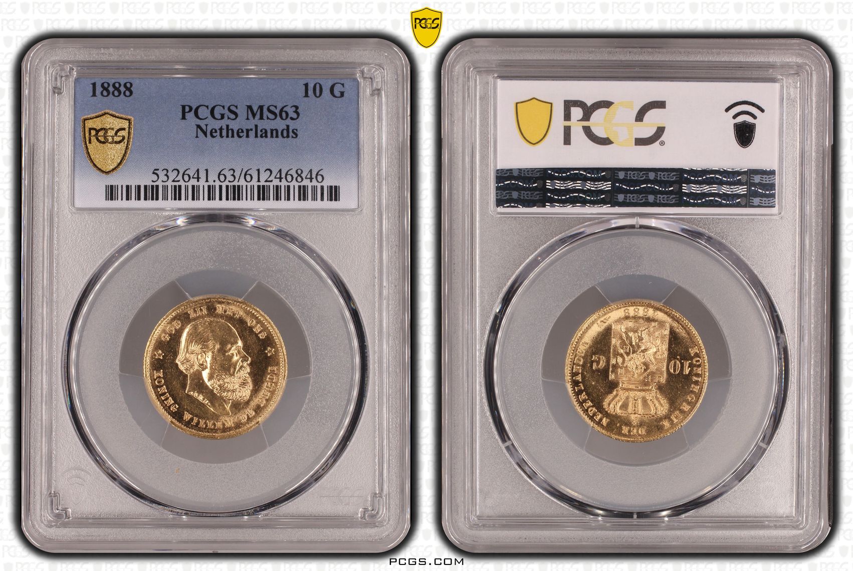 10 gulden 1888 MS63 PCGS