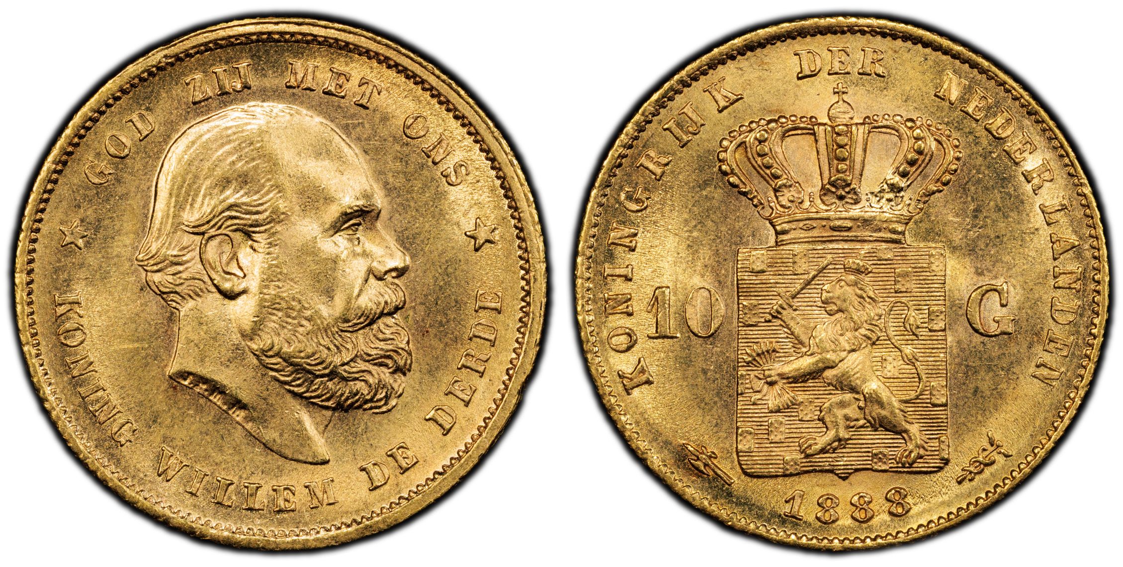 10 gulden 1888 MS64 PCGS slab