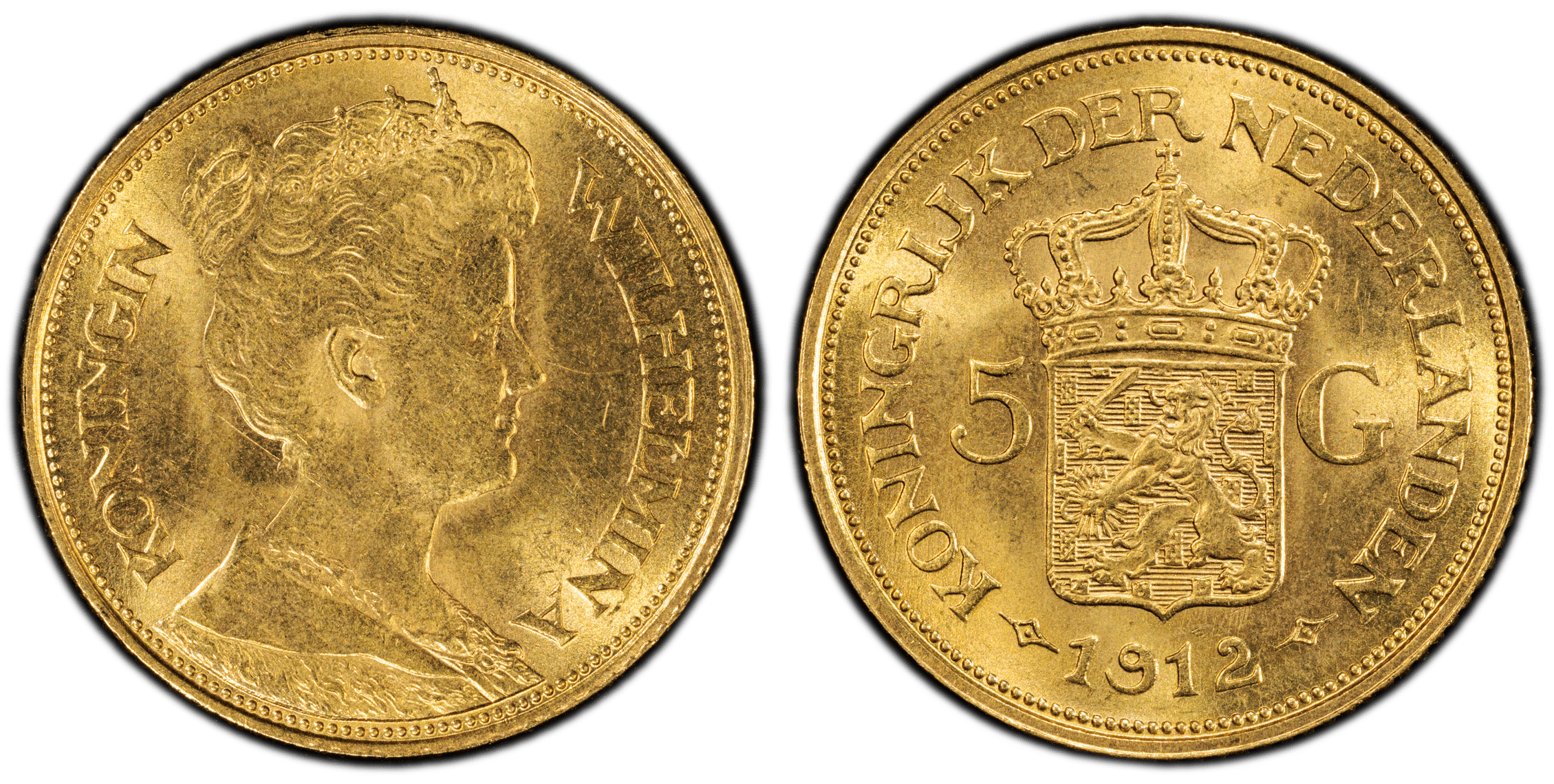 5 gulden 1912 MS65 PCGS slab