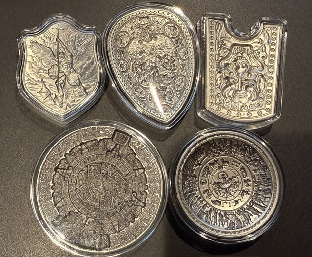 5 stuks bijzondere 2 oz Shield en Rounds Antique Finish - Lot van 10 oz - Image 2
