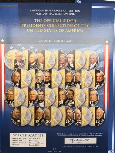 American Eagle 1 oz Presidential Set 2016 – Partial Gilded