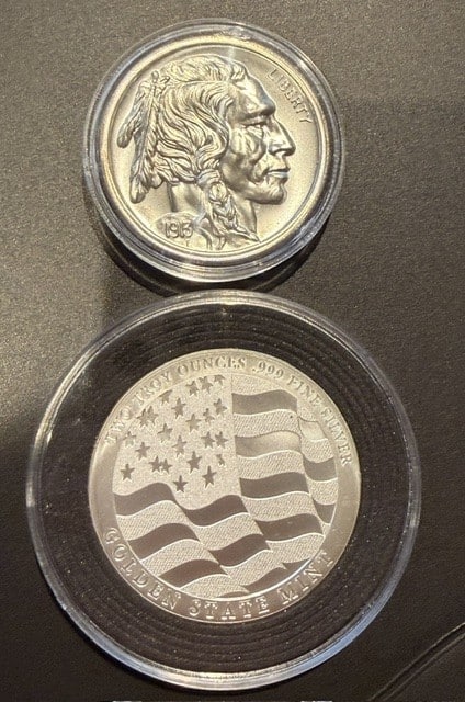 Lot van 2 x 2 oz - American Eagle en Buffalo Rounds